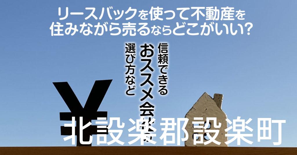 北設楽郡設楽町でリースバックを使って不動産を売るならどこがいい？信頼できるおススメ会社の選び方など