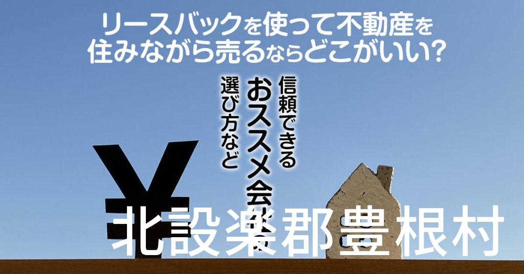 北設楽郡豊根村でリースバックを使って不動産を売るならどこがいい？信頼できるおススメ会社の選び方など