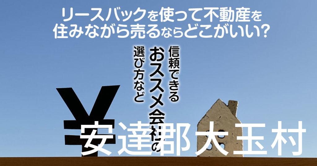 安達郡大玉村でリースバックを使って不動産を売るならどこがいい？信頼できるおススメ会社の選び方など