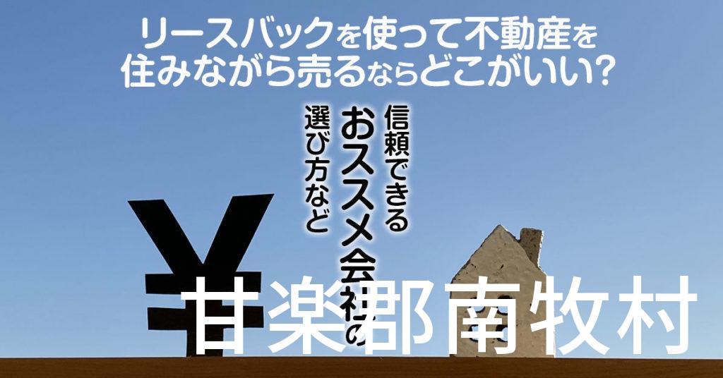 甘楽郡南牧村でリースバックを使って不動産を売るならどこがいい？信頼できるおススメ会社の選び方など