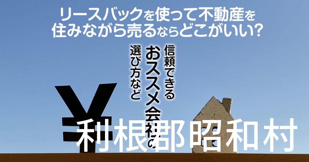 利根郡昭和村でリースバックを使って不動産を売るならどこがいい？信頼できるおススメ会社の選び方など