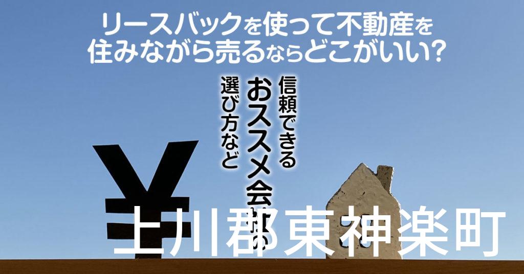 上川郡東神楽町でリースバックを使って不動産を売るならどこがいい？信頼できるおススメ会社の選び方など