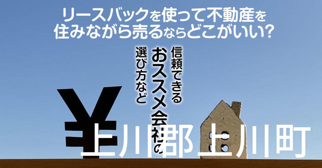 上川郡上川町でリースバックを使って不動産を売るならどこがいい？信頼できるおススメ会社の選び方など