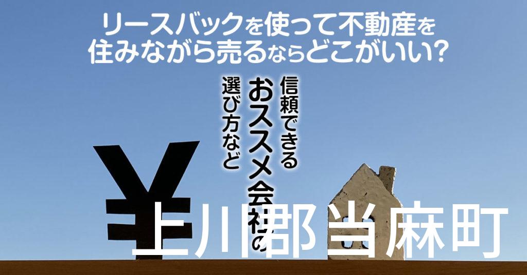 上川郡当麻町でリースバックを使って不動産を売るならどこがいい？信頼できるおススメ会社の選び方など