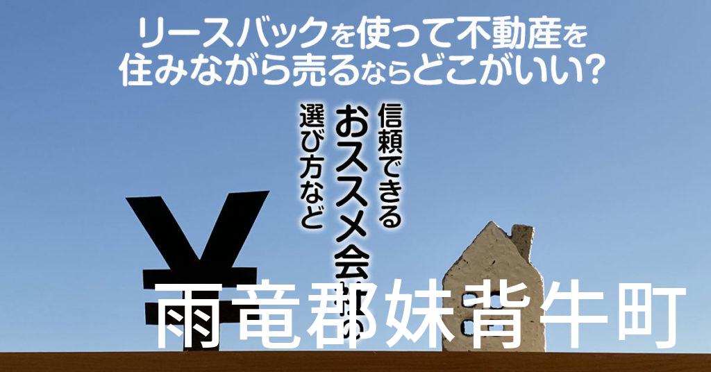 雨竜郡妹背牛町でリースバックを使って不動産を売るならどこがいい？信頼できるおススメ会社の選び方など