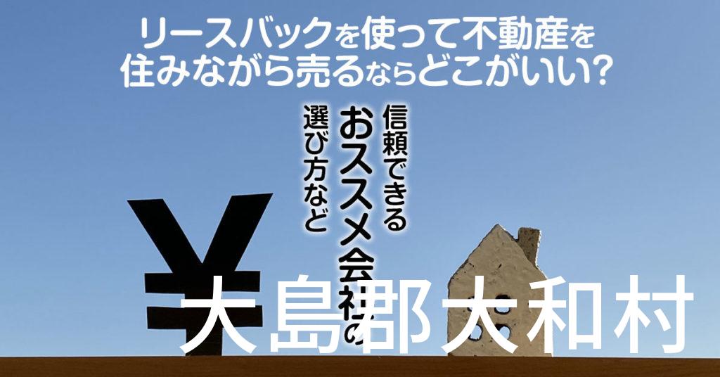 大島郡大和村でリースバックを使って不動産を売るならどこがいい？信頼できるおススメ会社の選び方など