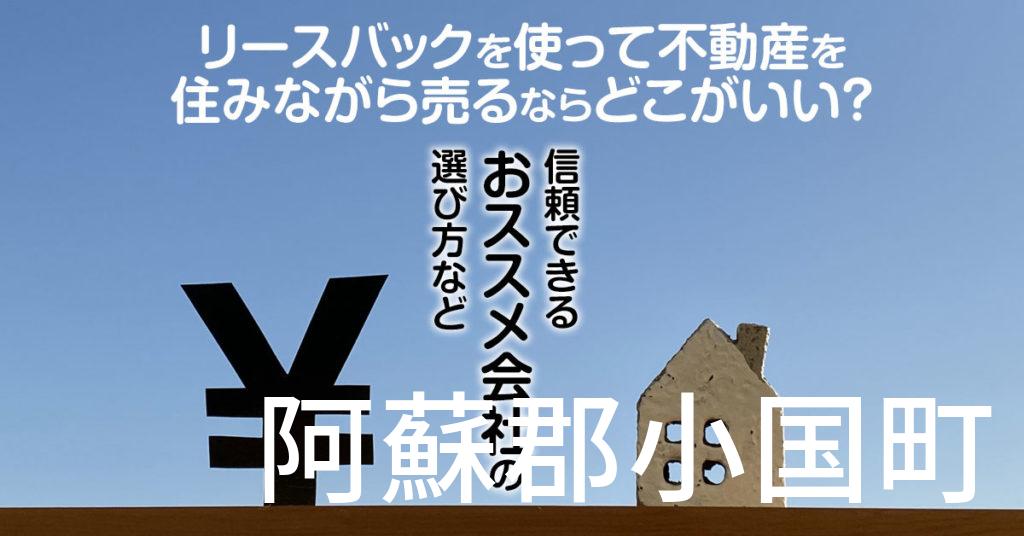 阿蘇郡小国町でリースバックを使って不動産を売るならどこがいい？信頼できるおススメ会社の選び方など