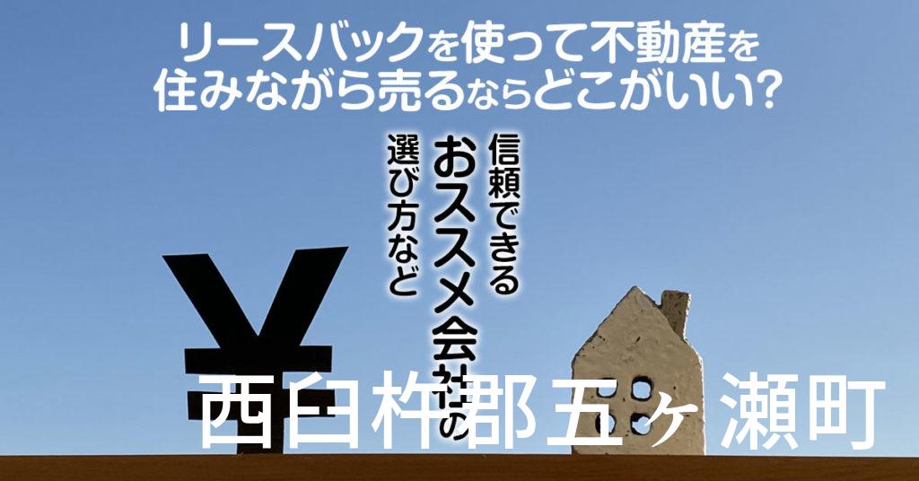 西臼杵郡五ヶ瀬町でリースバックを使って不動産を売るならどこがいい？信頼できるおススメ会社の選び方など