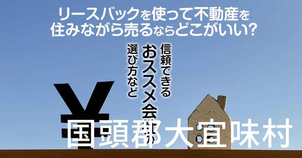 国頭郡大宜味村でリースバックを使って不動産を売るならどこがいい？信頼できるおススメ会社の選び方など