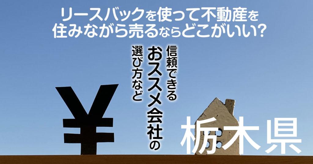 栃木県でリースバックを使って不動産を売るならどこがいい？信頼できるおススメ会社の選び方など