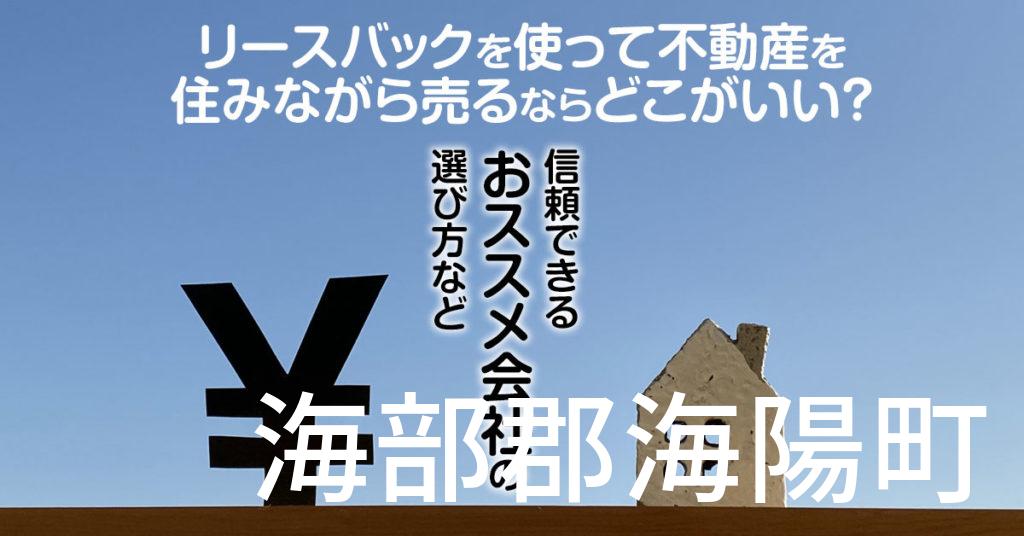 海部郡海陽町でリースバックを使って不動産を売るならどこがいい？信頼できるおススメ会社の選び方など